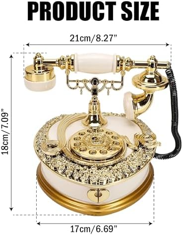 Big Vintage Telephone Jewelry Box 7x8" with Drawer - Heart Shaped Trinket Music Boxes with Retro Dial, Victorian Storage, Cute Antique Gifts for Women, Unique Style Home Decoration, Shelf Decor - Image 2