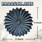 Metal Wall Flower Decor 11.4'' Navy Blue Gold Sunburst Floral Wall Art - Image 2
