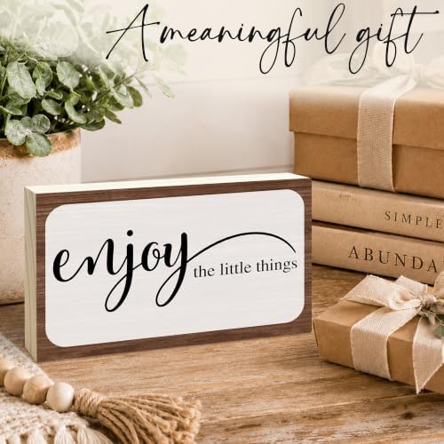 3x5 Inspirational Wooden Block Sign, Enjoy the Little Things, Rustic - Image 5