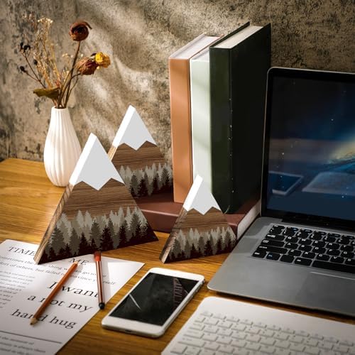 3 Pcs Mountain Shelf Decor Mountain Wooden Wall Decor Forest Art, Taupe - Image 3