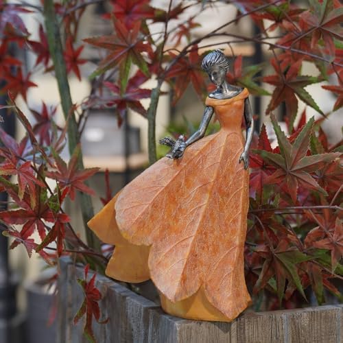 Guichifun Fairy Statue Orange Leaf Angel Girls Fall Decor - Image 3