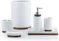 RQYIXI Ceramic Bathroom Accessories Set,Cream White,6 Piece,with Trash Can by RQYIXI