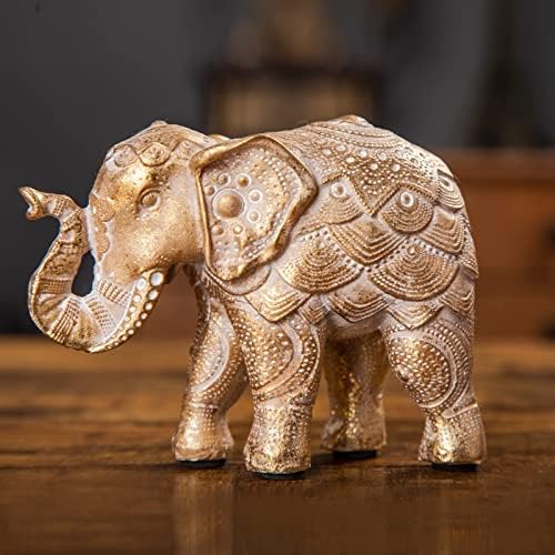 Small Elephant Statues Gold Home Decor Elephant Figurines with Trunk Up - Image 5