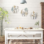 Peryiter 3Pcs Metal Flower Wall Decor Minimalist Floral Hanging, Beige Gold - Image 5
