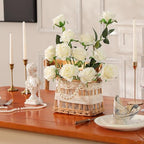 Nubry Artificial Silk Rose Flower Bouquet Lifelike White Fake Rose for Wedding Home Party Decoration Event Gift 10pcs (Off White) - Image 3