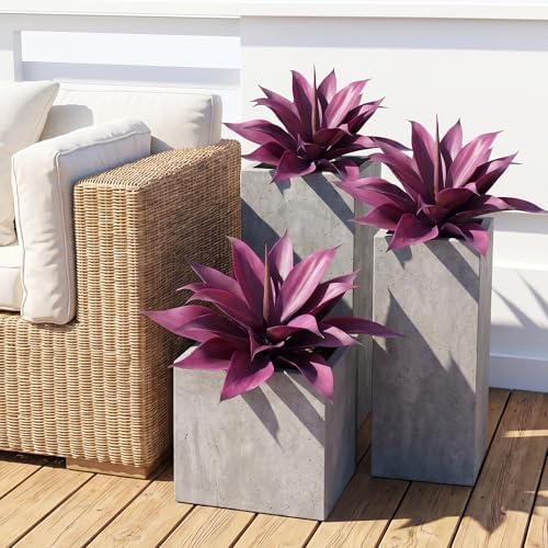 Artificial Agave 16.5In Faux Agave Fake Greenery Outdoor Artificial Plant Fake Plant for Indoor Home Decoration Plastic Plant Outdoor Decor Front Porch Decor Simulation Plants 2Pack(Purple) - Image 5