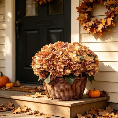Kimura's Cabin 6Pcs Hydrangea Artificial Flowers Fall Flower,Autumn Yellow - Image 6