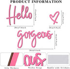 Blulu Hello Gorgeous Sign Wall Decor Wooden Words Minimalist Art, Pink - Image 2
