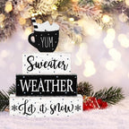 Marsui 4 Pcs Winter Table Decorations Wooden Let It Snow Tiered Tray Decor - Image 5