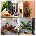 Artificial Bird of Paradise Plant, Faux Palm Plants with Real Touch Leaves Fake Banana Tree Plastic Stems for Home Room Greenery Decor Office Indoor Outdoor Garden Wedding Party DIY Decorations 2 Pack - Image 3
