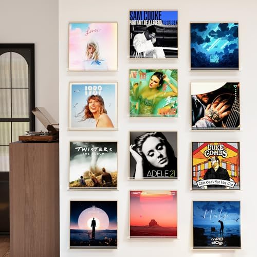 Laurensory Vinyl Record Wall Mount Shelves, 12 inch Vinyl Holder, 12 Pack - Image 3