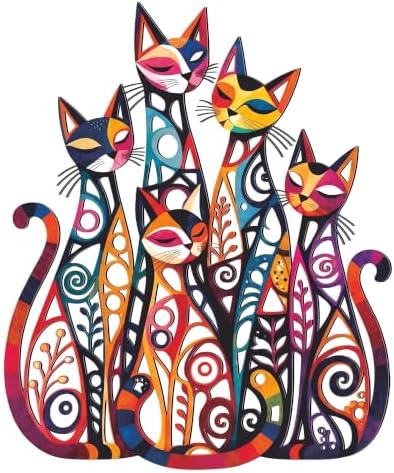 Wesiti Cat Wall Art Iron Sculpture 10.4 x 12.6 Inches Mid Century Muted by Wesiti