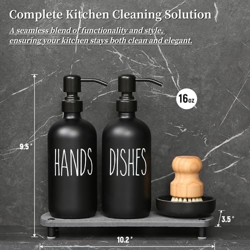 MOMEEMO Soap Dispenser Set Comes with Stainless Steel Pumps, Black & Black - Image 2