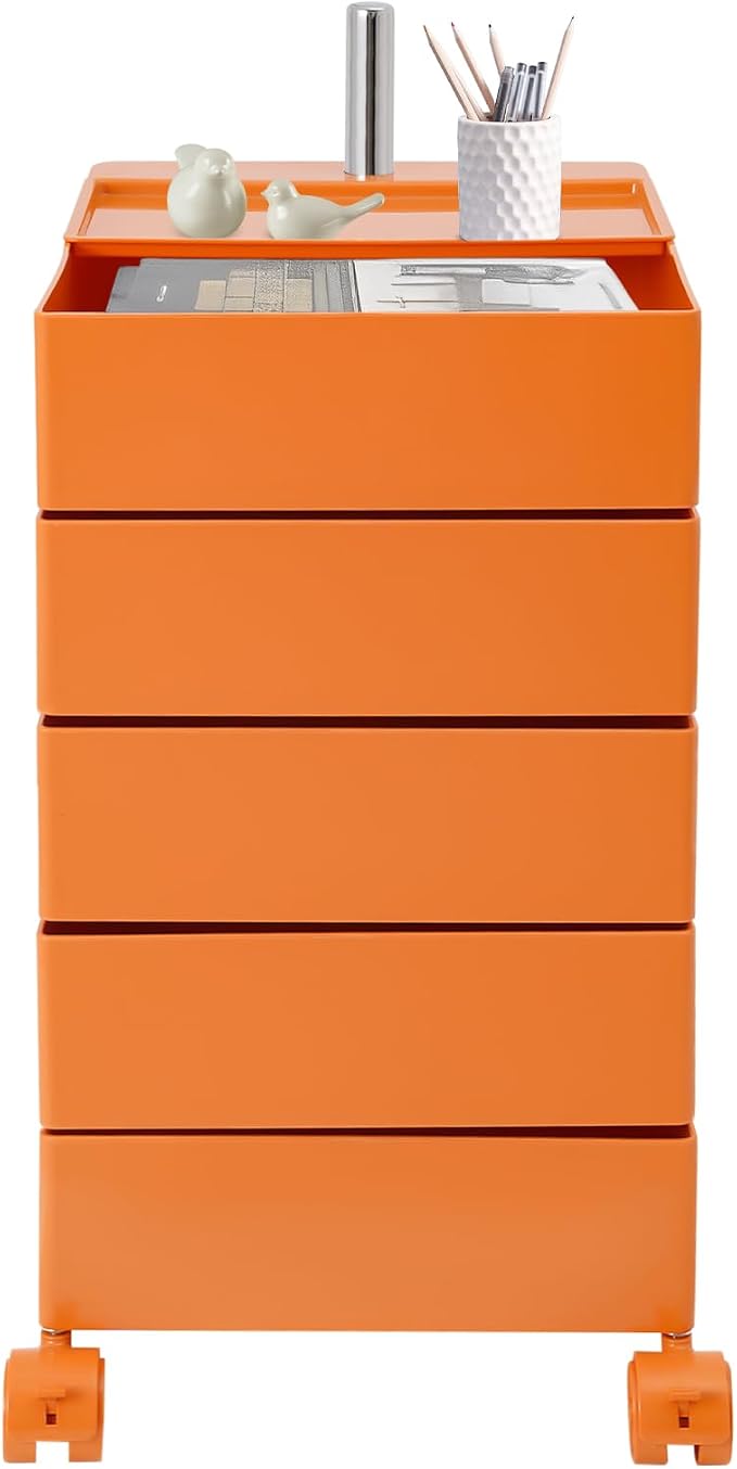 5 Tier Storage Cabinet, 360° Rotating Sofa Side Cabinet, Mobile Bedside Table by Unknown