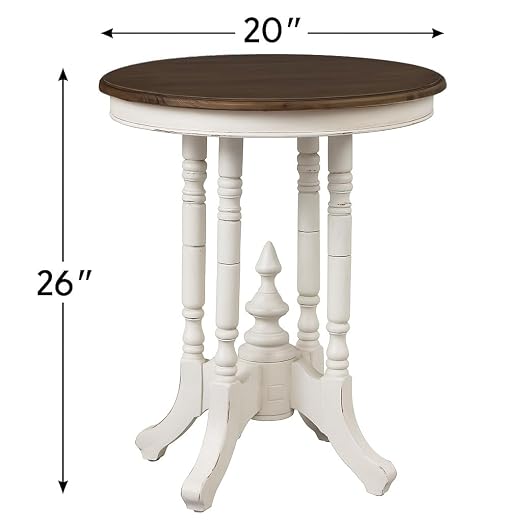 Sunset Trading Shabby Chic Cottage Table, Small Ornate, Antique white - Image 3