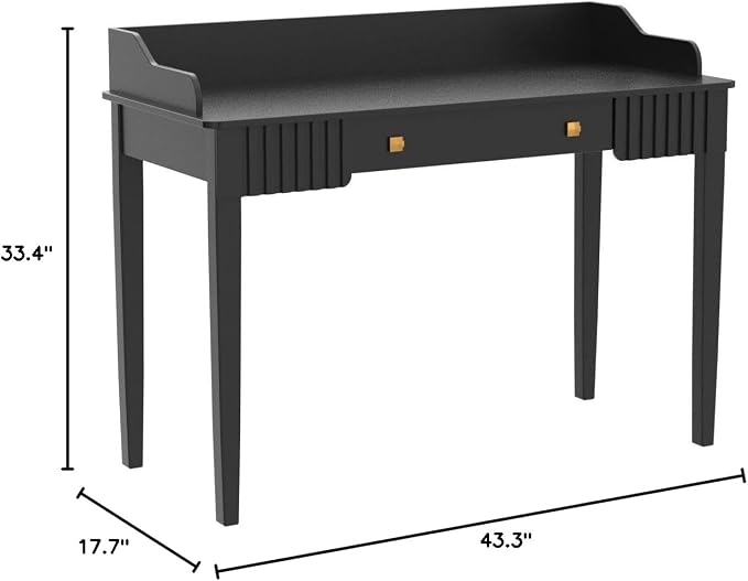 Space-Saving Black Wood Makeup Vanity Desk – Modern Computer Table - Image 2