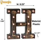 Pooqla Vintage Light Up Marquee Letters with Lights – Illuminated Industrial Style Lighted Alphabet Letter Signs - Coffee Bar Apartment Bedroom Wall Home Initials Decor A-Z - Image 4
