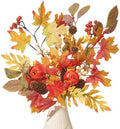 3 Pcs Artificial Fall Stems for Vases with Maple Leaves Fake Pumpkins Pinecones Berries, 26" Faux Fall Foliage Stems Branches for Home Harvest Farmhouse Thanksgiving Table Centerpieces by VICROL