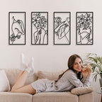 Bakovity Black Metal Wall Art, Abstract Minimalist Floral Woman Wall Decor - Image 6