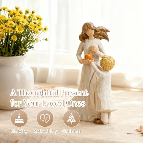 Mother and Son Figurine, Mom and Boy Resin Gift, Family Sculpture - Image 3