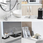 Gurygo 8" Ceramic Kitchen Soap Tray - Small Rectangular Vanity Tray for Bathroom - Countertop and Vanity Tray - Comestic Holder Bathtub Organizer - Bathroom Tray, (Black, Set/1) - Image 7