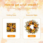 Pinkpum 20" Fall Wreath Front Door Pumpkin Sunflower Pine Cones Wall Decor - Image 2