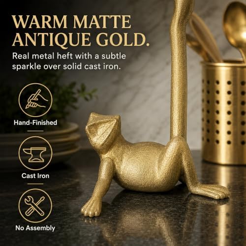 WallCharmers Gold Frog Paper Towel Holder & Metal Toilet Paper Holder Stand - Image 5