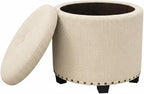 HomePop Home Decor | Upholstered Round Storage Ottoman by HomePop