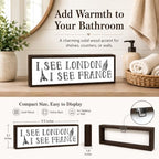 Bathroom Wooden Sign, Travel Style Bathrooms Sign Decor, Paris London Theme Solid Wood Wall Signs, Funny Farmhouse Bathroom Wall Decor, Unique Bathrooms Decorative Gift, 9.5 x 3.1 Inches - Image 4