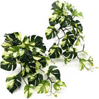 Fake Plants Hanging Small Faux Potted Ivy Vine Artificial Monstera Mini Faux Tropical Plants Greenery for Bathroom Office Table Pot Indoor Outdoor Decor Windowsill Shelf DIY Decoration - White 2 Pack by CATTREE