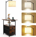 PESRAE Floor Lamp with Table & 2 Drawers, End Table with 3 Color Temperature by PESRAE