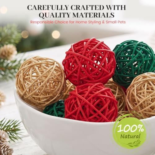 DomeStar 24 PCS Christmas Decorative Balls, 2 Inch Rattan Bowl Fillers - Image 6