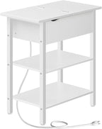 HOOBRO End Table with Charging Station, Narrow Side Table, Flip Top Nightstand by HOOBRO