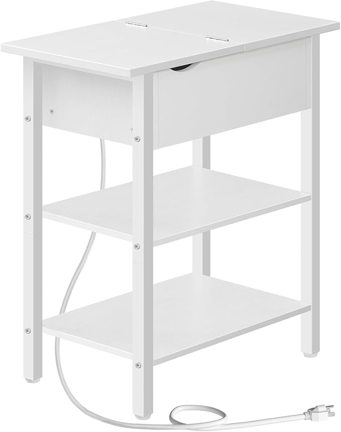 HOOBRO End Table with Charging Station, Narrow Side Table, Flip Top Nightstand by HOOBRO