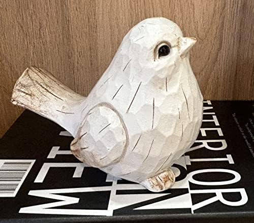 NEW White Modern Farmhouse Bird Figurine, Bird Statue Sculpture - Carved Rustic Distressed Animal Bird Ornaments - Home Decor Accents Collectible Bird Figurine | Spring - Image 7