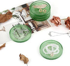 Modern Clear Coaster Set of 5- Glass Coasters for Drinks, Clear Green - Image 6