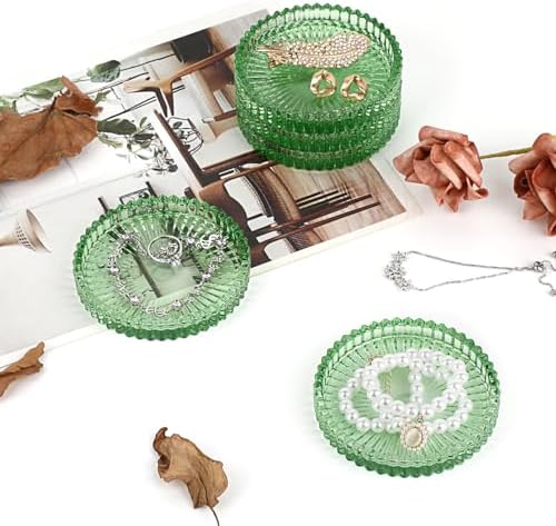 Modern Clear Coaster Set of 5- Glass Coasters for Drinks, Clear Green - Image 6