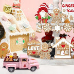 Pink Gingerbread Christmas Decor Metal Truck with Mini Candy Cookie Box - Image 6