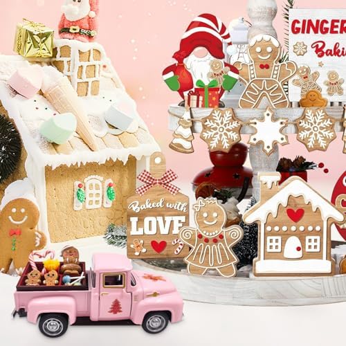 Pink Gingerbread Christmas Decor Metal Truck with Mini Candy Cookie Box - Image 6