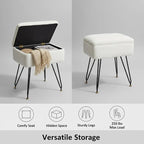 Vanity Stool Chair, Faux Teddy Fur Ottoman Foot Stool - Image 3