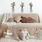 Pigort 3 Pieces Metal Flowers Wall Arts - Rustic Farmhouse Decor Minimalist Flower Wall Decors for Living room Bathroom Bedroom Dining Room-Housewarming Gifts - Image 3