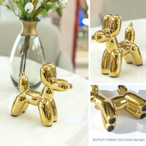 Notakia Gold Balloon Dog Figurine Ceramic Statue Modern Home Decor Accent - Image 5