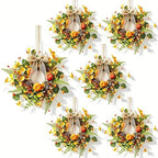 6 PCS Mini Fall Wreaths for Kitchen Cabinets Small Fall Hanging Wreath with Pumpkins Pinecones Berries Eucalyptus Thanksgiving Wreath for Front Door Window Cabinet Farmhouse Decor by Unknown