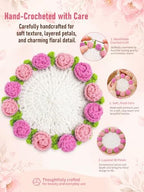 Crochet Flower Bouquet Coasters, Cotton Rose Gifts for Home Decor 4Pcs - Image 4