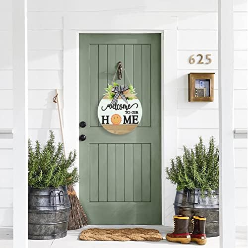 Interchangeable Welcome Sign for Front Door with 4 Seasonal Wreaths and 14 Changeable Icons, Farmhouse Front Porch Décor, Front Door Decoration, Seasonal Rustic Wooden Wall Sign home décor (7wood) - Image 3