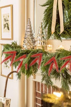 Oairse 8 Pcs Christmas Tree Picks and Sprays Red Glitter Christmas Picks 28" Christmas Glitter Feathers Leaves Stems for Christmas Tree Filler Branches Wreaths Centerpieces Holiday Decorations - Image 4