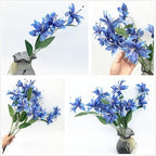 Artifical Lily Flowers Fake Stargazer Lilies Flower Bundles 4 Pack, Faux Silk Lily Floral Stems for Indoor Outdoor Home Garden Decor Office Party Wedding Arrangement Bouquets DIY Decoration - Blue - Image 4