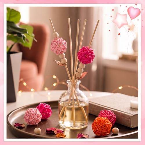 Yaomiao 15 Pieces Vase Filler Rattan Balls Decorative for Craft, Party, Wedding Table Decoration, Aromatherapy Accessories, 1.8 Inch (Pink, Rose Red, Orange) - Image 5
