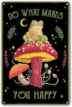 Funny Frog Mushroom Decor Metal Sign: Cute Cottagecore & Forest Decor for Bathroom, Kitchen, Bedroom, and Home (3029) by CrazySign