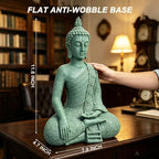 Resin Cyan Sitting Buddha, Buddhism Style Decor and Zen Shelf Aesthetic - Image 3